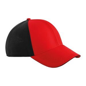 Beechfield Club Contrast Detail Baseball Cap / Red/Black